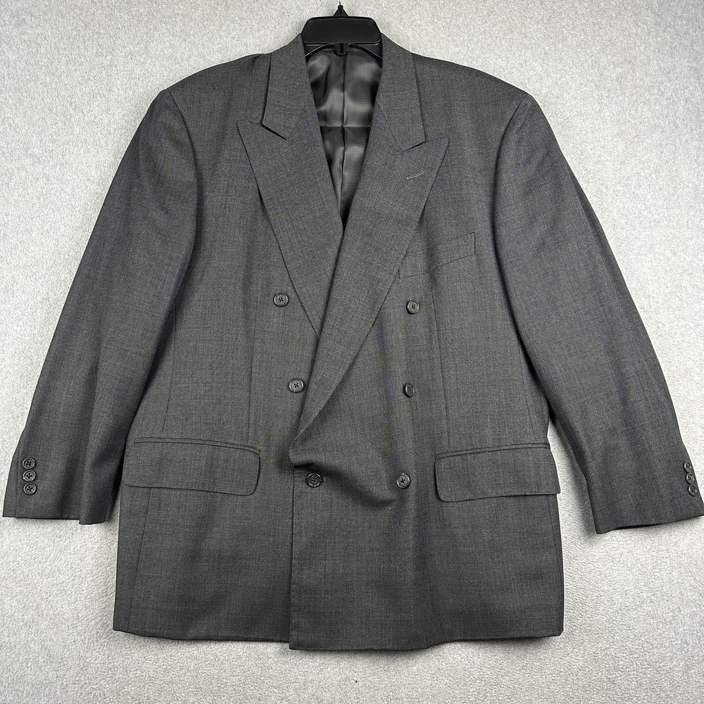 Ermenegildo Zegna Suit Jacket Mens 46 Super 100s Wool Double Breasted Peak Lapel